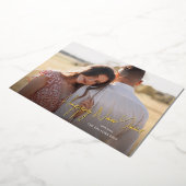 Moderne, Happy Nieuwjaar Eenvoudige scriptfoto Folie Feestdagenkaart (Gedraaid)