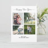 Moderne Happy Nieuwjaar Foto Collage Kaart | Elega (Staand voorkant)