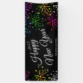 Moderne Happy Nieuwjaar kleurrijke vuurwerkpartij Spandoek (Verticaal)