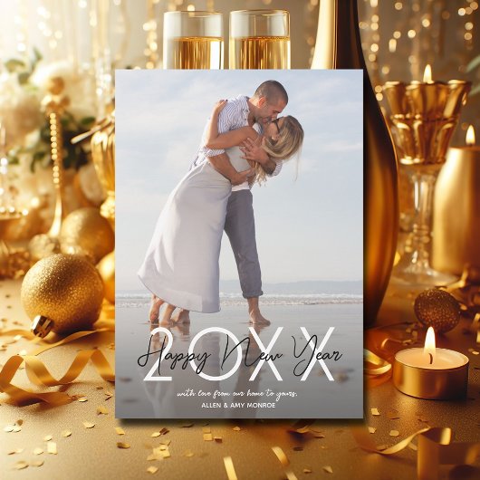 Moderne Happy Nieuwjaarsfoto Feestdagenkaart