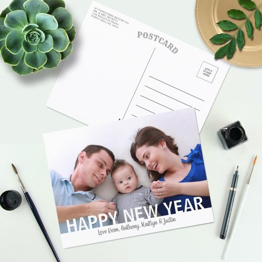 Moderne Happy Nieuwjaarsfoto Feestdagenkaart