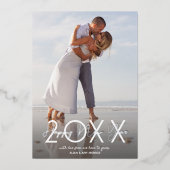 Moderne Happy Nieuwjaarsfoto Folie Feestdagenkaart (Voorkant)