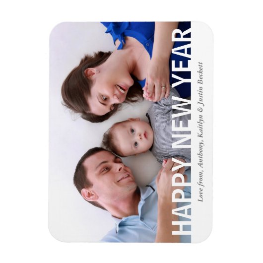 Moderne Happy Nieuwjaarsfoto Magneet (Verticaal)