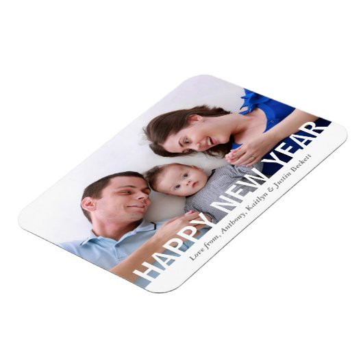 Moderne Happy Nieuwjaarsfoto Magneet (Linkerzijde)