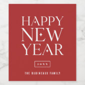 Moderne, Happy Nieuwjaarsset van voedsel en dranke Wijn Etiket (Enkel label)