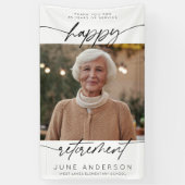 Moderne Happy Retirement Script Foto Spandoek (Verticaal)