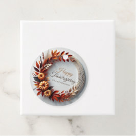 Moderne Happy Thanksgiving Floral Krans Custom Bedankjes Labels