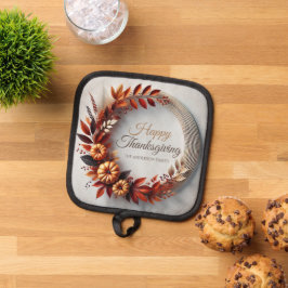 Moderne Happy Thanksgiving Floral Krans Custom Pannenlap