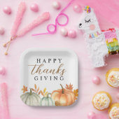 Moderne Happy Thanksgiving | Herfst Bladgroen Papieren Bordje (Feest)