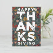 Moderne Happy Thanksgiving met Bloemen Feestdagenkaart (Staand voorkant)