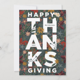 Moderne Happy Thanksgiving met  Bloemen Feestdagenkaart