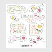 Moderne Happy Thoughts op maat gesneden vinyl Stic Sticker (Vel)