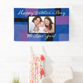 Moderne Happy Vaderdag Blue 1 Foto aangepast Spandoek (Insitu)
