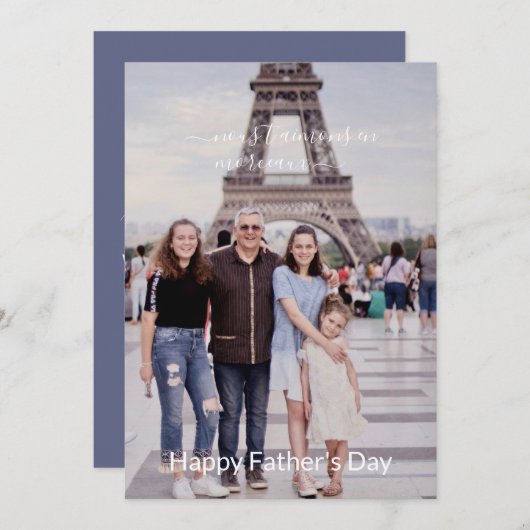 Moderne Happy Vaderdag-fotokaart Aankondiging (Voorkant / Achterkant)