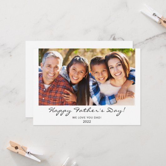 Moderne Happy Vaderdag Script-foto Kaart (Voorkant / Achterkant in situ)
