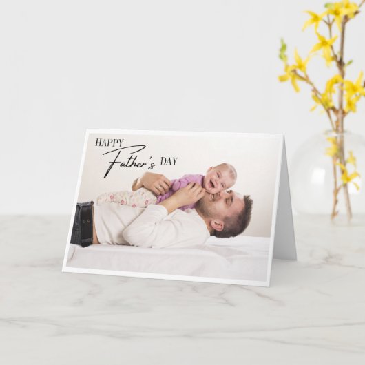 Moderne Happy Vaderdag Script-foto Kaart (Gele Bloem)