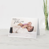 Moderne Happy Vaderdag Script-foto Kaart (Voorkant)