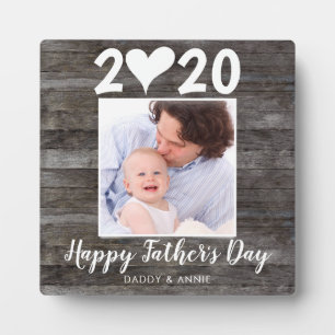 Moderne Happy Vaderdag Script Heart Wood Foto Fotoplaat