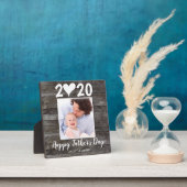 Moderne Happy Vaderdag Script Heart Wood Foto Fotoplaat (Insitu)