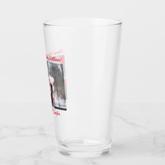 Moderne Happy Valentijnsdag Aangepaste foto naam Glas (Links)
