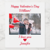 Moderne Happy Valentijnsdag Aangepaste foto naam Wijn Etiket (Enkel label)