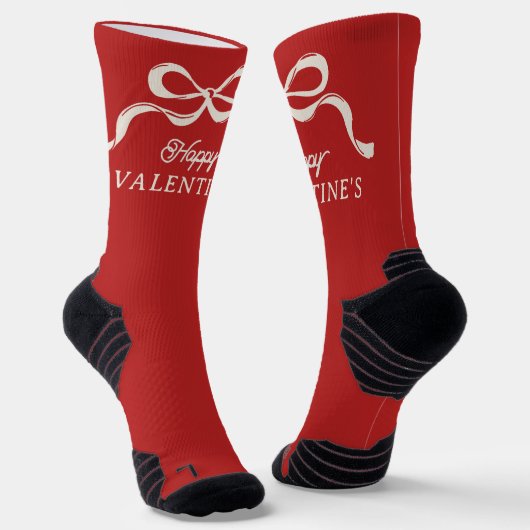 Moderne HAPPY VALENTIJNSE Bows Retro Red UNISEX Sokken (Gebogen)