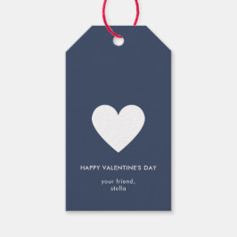 Moderne Happy Valentines Day Navy Blue Heart Strip Cadeaulabel