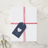 Moderne Happy Valentines Day Navy Blue Heart Strip Cadeaulabel (Met Touw)