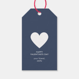 Moderne Happy Valentines Day Navy Blue Heart Strip Cadeaulabel