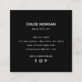 Moderne hardestylist script pach vierkante visitekaartje (Achterkant)