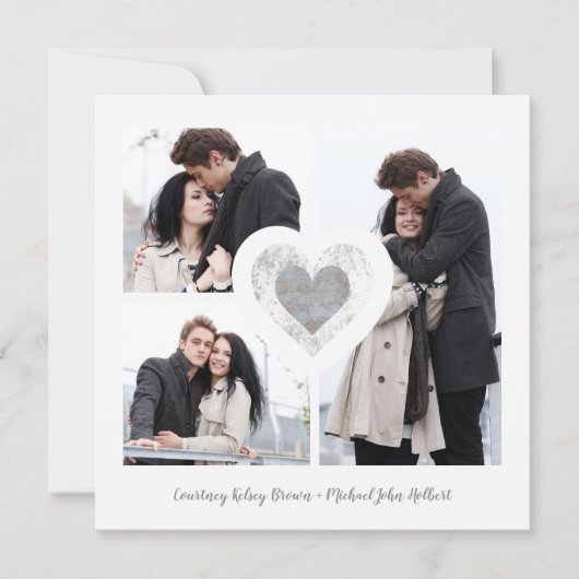 Moderne Hart 3 Foto's Trouwserie Romantische Sessi Save The Date (Voorkant)