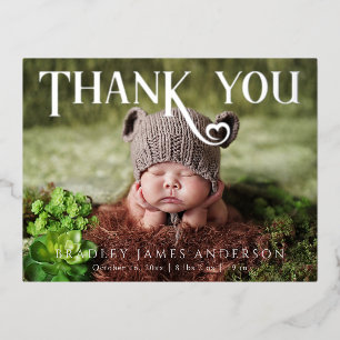 Moderne Hart Baby Foto Bedankt Folie Uitnodiging Briefkaart