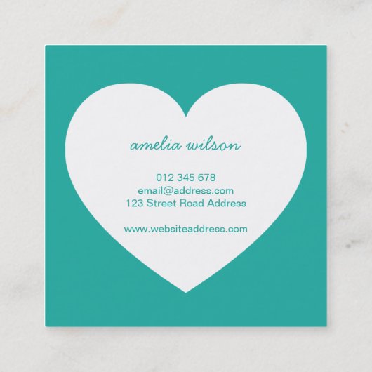 Moderne Hart Bewerkbare Achtergrond Kleur Handgema Vierkante Visitekaartje (Achterkant)