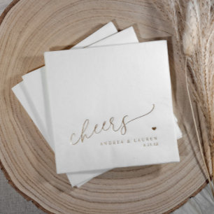 Moderne Hart Bruiloft Cheers Folie Servetten