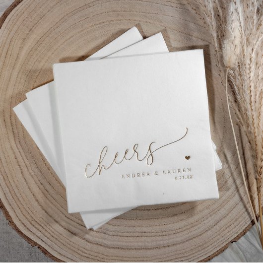 Moderne Hart Bruiloft Cheers Folie Servetten