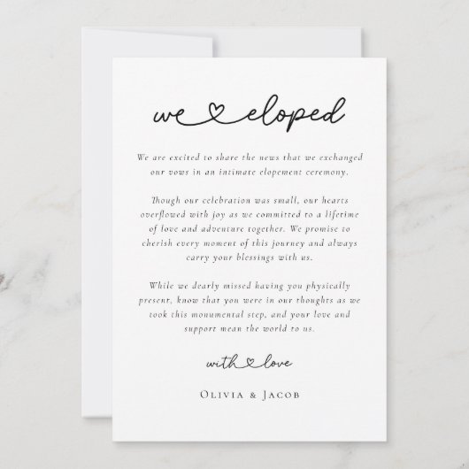 Moderne Hart Calligrafie Net Getrouwd Foto Aankondiging (Achterkant)