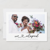 Moderne Hart Calligrafie We Eloped Foto Aankondiging (Voorkant)
