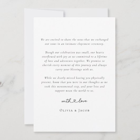 Moderne Hart Calligrafie Wij Zijn Gevlucht Foto Br Aankondiging (Achterkant)