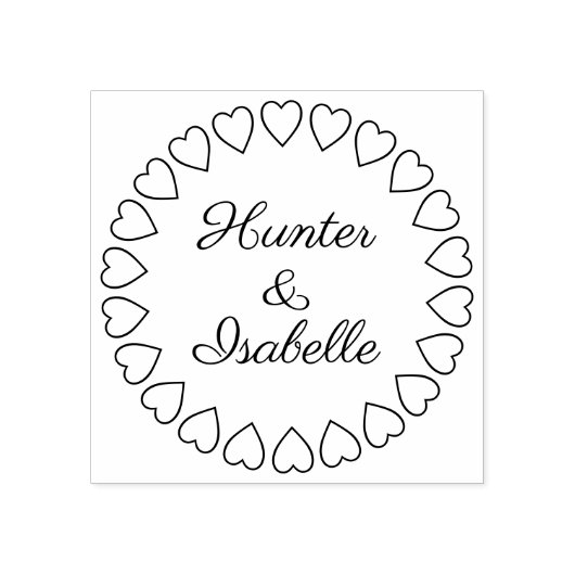 Moderne Hart Cirkel Krans Eenvoudige Elegante Trou Rubberstempel (Afrduk)