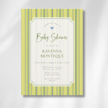 Moderne Hart Citrus Blauwe Gestreepte Baby Shower