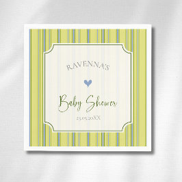Moderne Hart Citrus Blauwe Gestreepte Baby Shower Servet