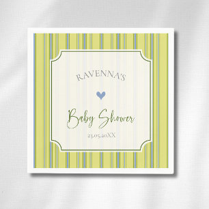 Moderne Hart Citrus Blauwe Gestreepte Baby Shower Servet