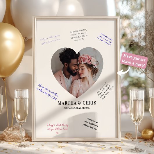 Moderne Hart Foto Trouwhandtekening Guestbook Poster