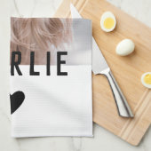 Moderne Hart Hond Fotonaam Theedoek (Quarter Fold)