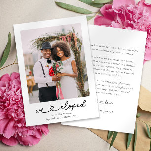 Moderne hart kalligrafie We Eloped foto bruiloft Aankondiging
