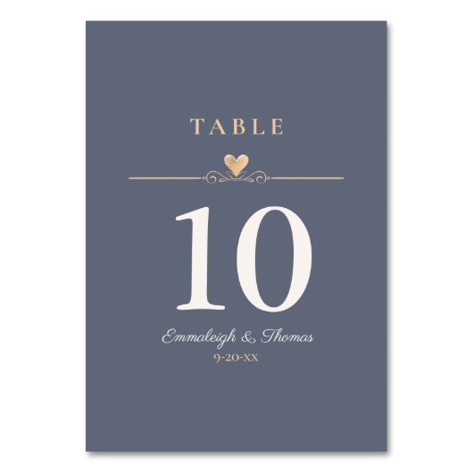 Moderne hart minimalistische marine blauwe bruilof kaart (Voorkant)