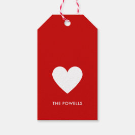 Moderne Hart Rode Witte Preppy Strepen Gepersonali Cadeaulabel