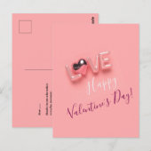 MODERNE HART ROZE VALENTIJN DAG BRIEFKAART (Voorkant / Achterkant)
