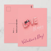 MODERNE HART ROZE VALENTIJN DAG BRIEFKAART (Voorkant / Achterkant)