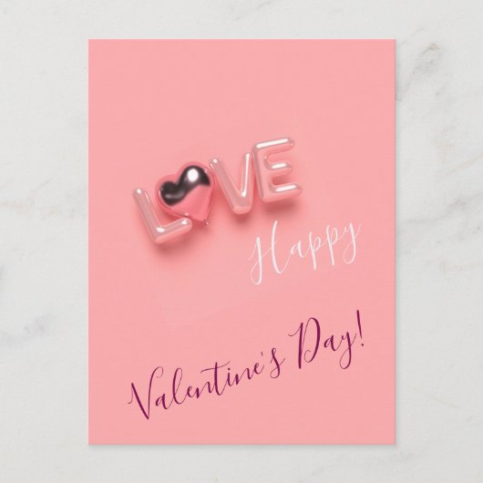 MODERNE HART ROZE VALENTIJN DAG BRIEFKAART (Voorkant)